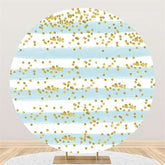 Lofaris Gold Glitter Stripe Circle Happy Birthday Backdrop